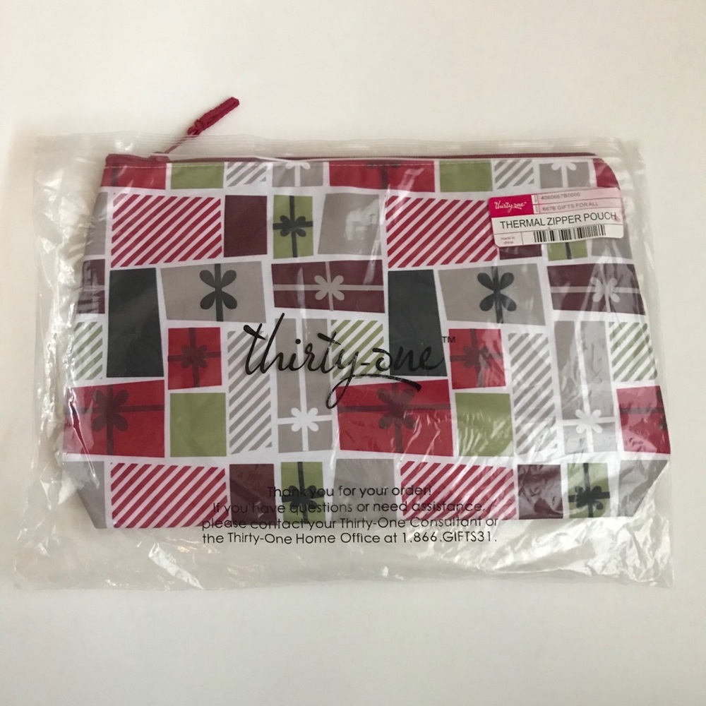 Thirty- One Thermal Zipper Pouch red and green